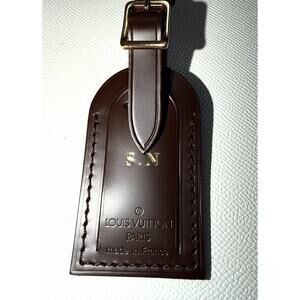 Louis Vuitton Name Tag w/ SN Initials Damier Ebene Gold-tone Small 🇫🇷